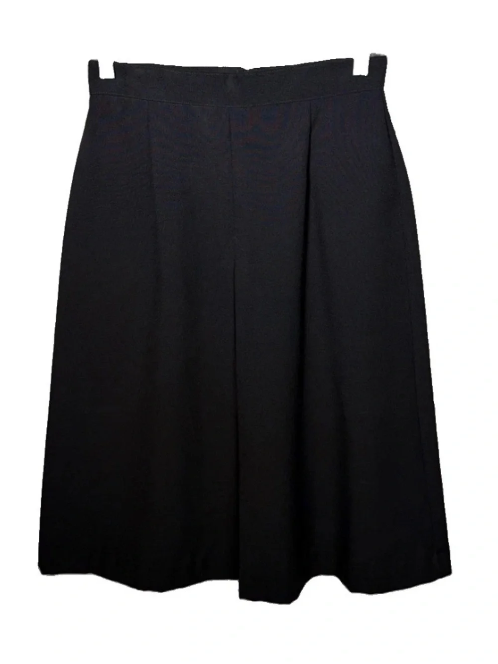 Vtg 80s Claude Women's Black Pleated Knee Length Skirt Size Small Button Detail